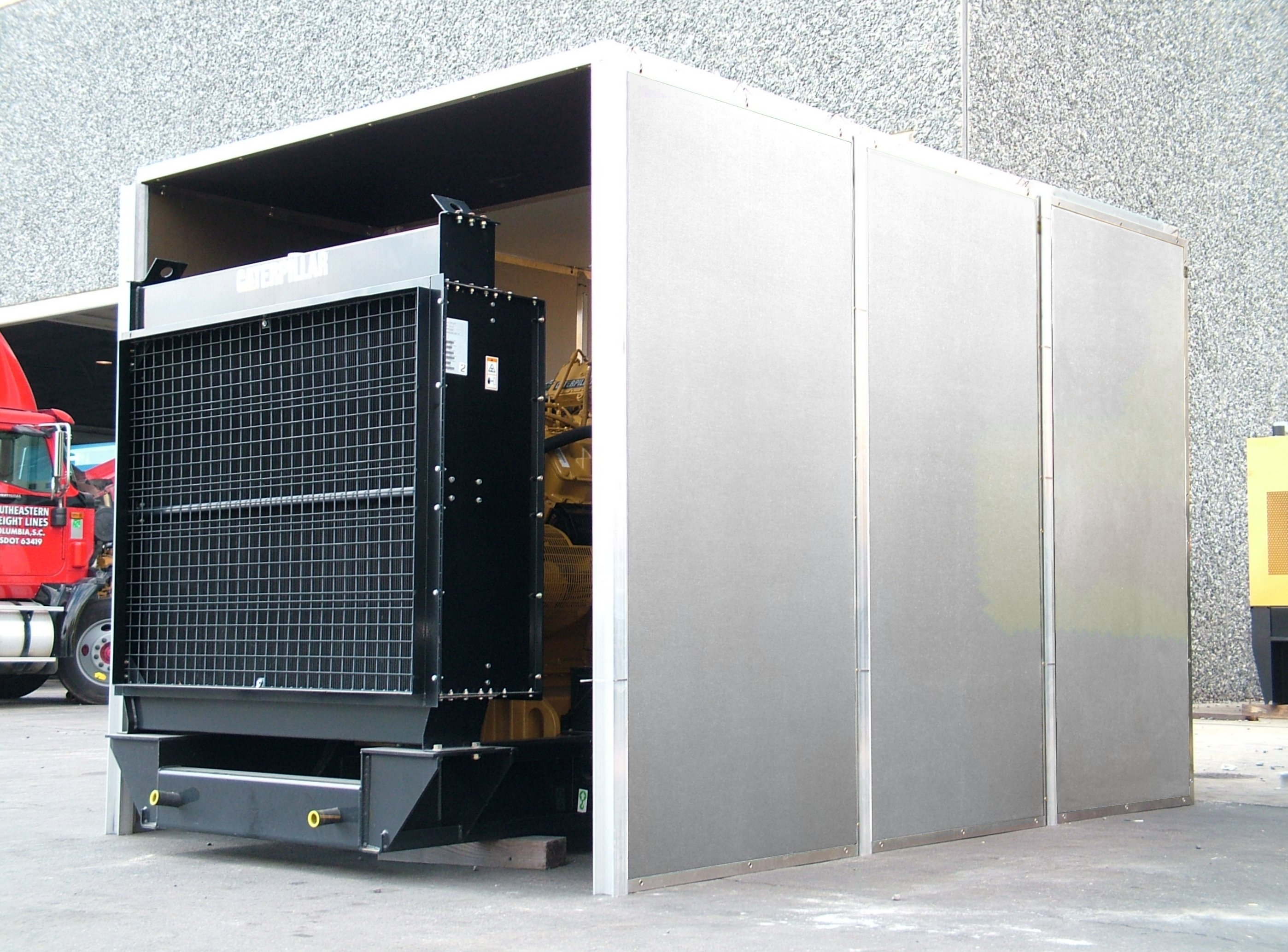 All Weather Sound Panels used to mitigate Caterpiller industrial generator