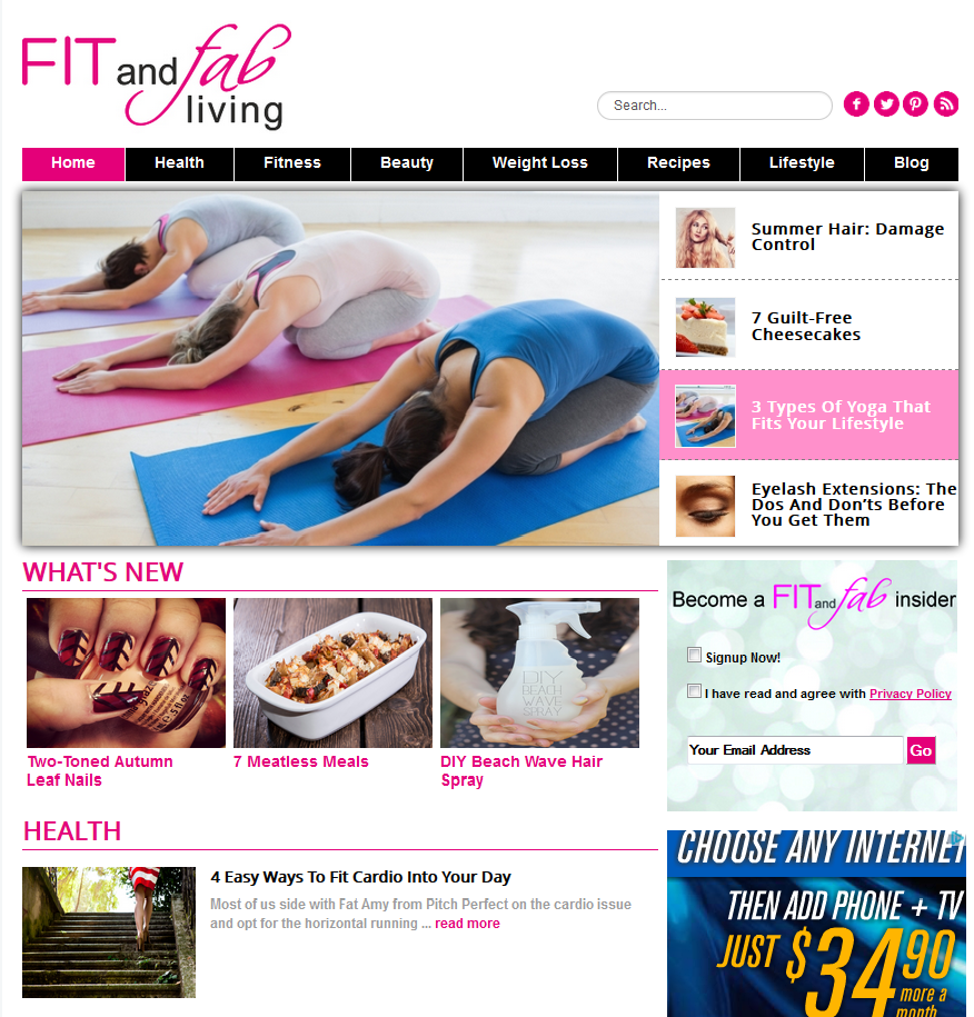 The new Fit And Fab Living Homepage