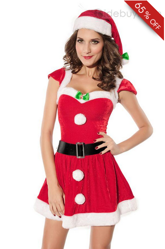 Sexy Adult Red Santa Claus Dress Christmas Costume