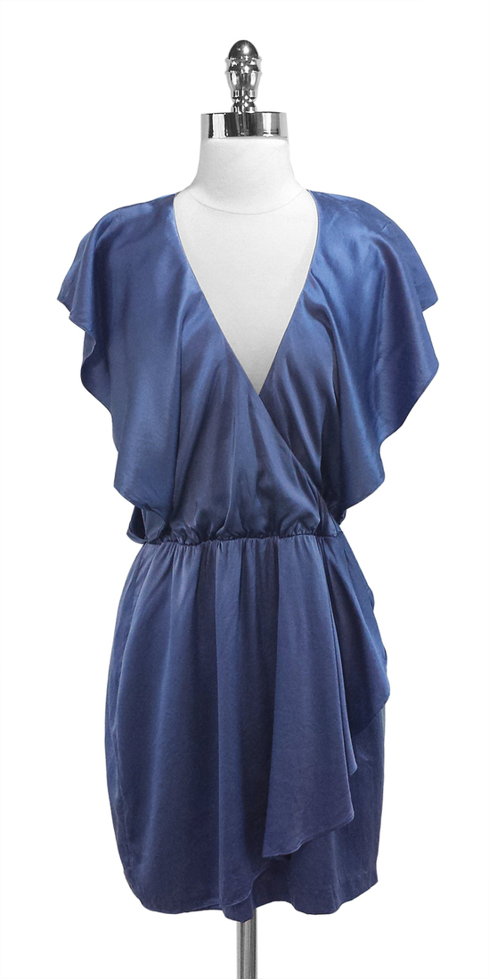 Halston Periwinkle Silk Flutter Dress $79.99