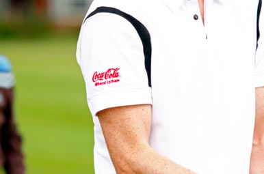 Embroidered polo shirts for coca cola gold day