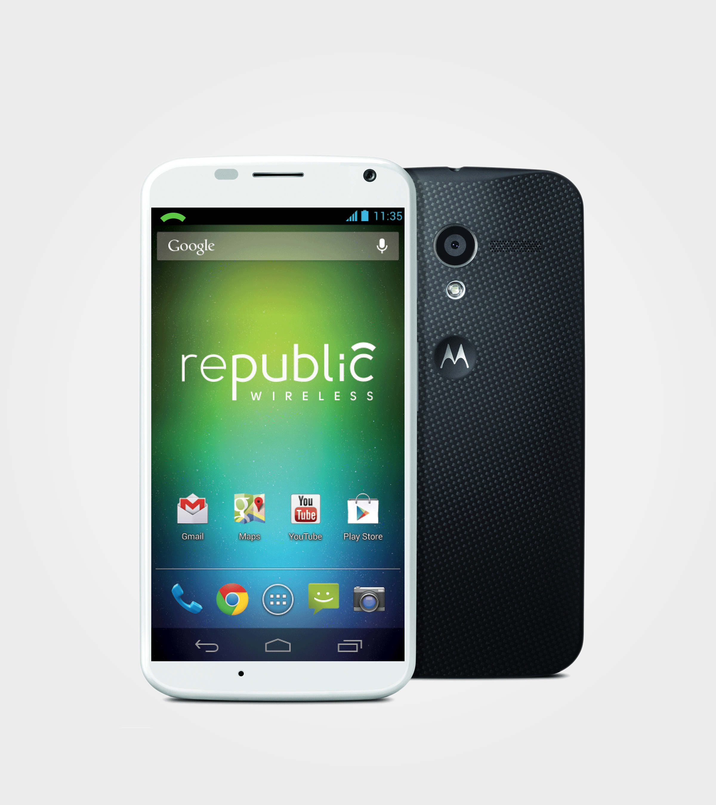 A smarter smartphone: The Moto X for Republic Wireless uses both Wi-Fi and cellular Hybrid Calling to keep service costs low.