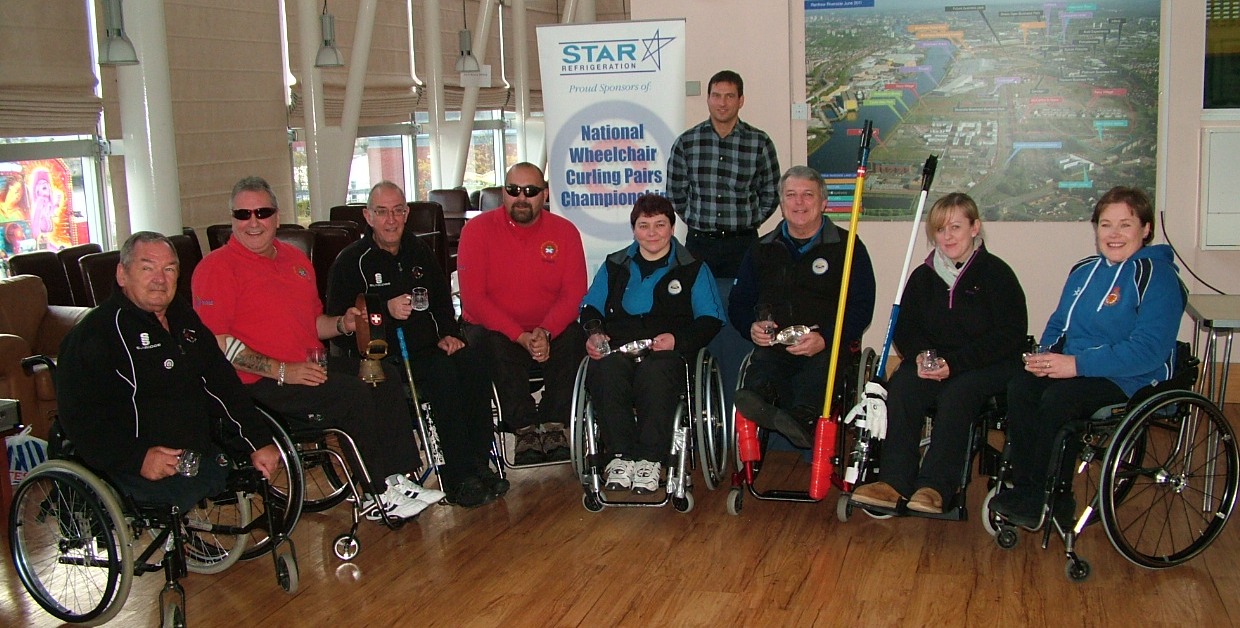 Star Refrigeration's Business Development Manager Douglas Scott with all finalists of last year's curling championship