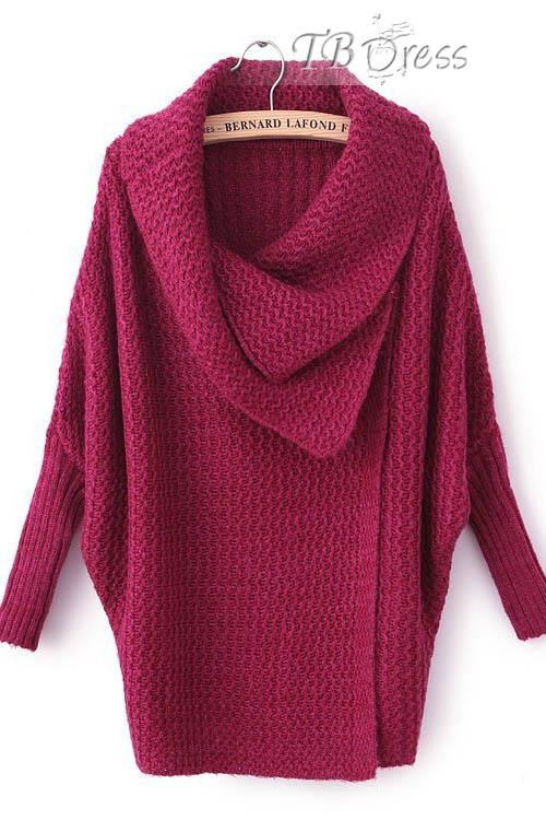 Gorgeous Loose Knit Cardigan Bat Sleeves Lapel Coarse Thicken Sweater