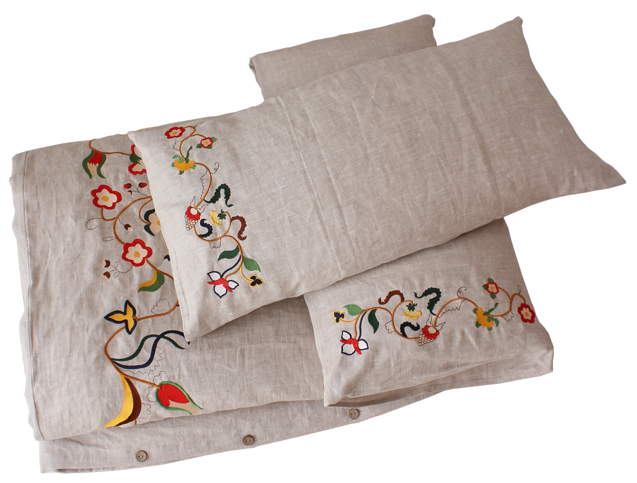 Pure Linen Bedding Embroidered With Historical Ornament