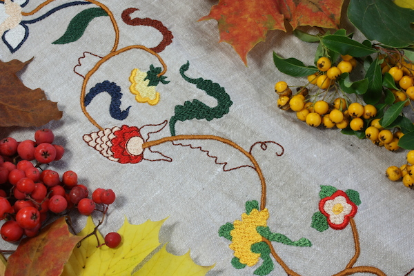Embroidered Linen Duvet Cover Detail