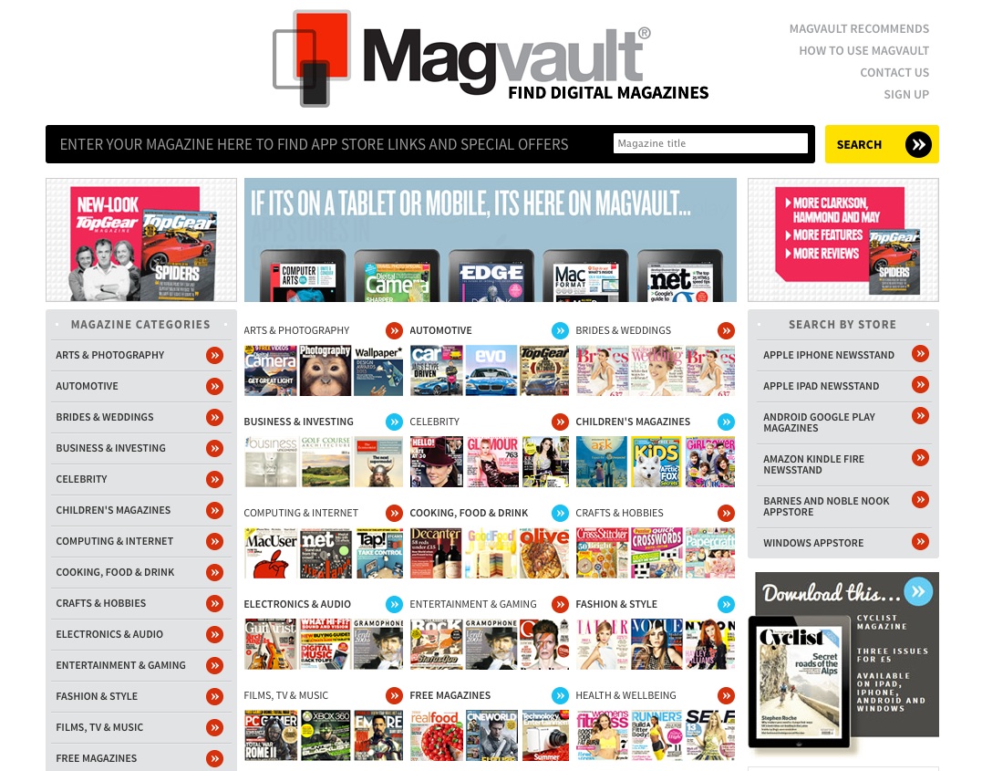 Magvault.com homepage