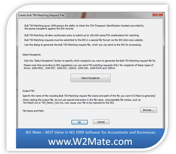 W2 Mate supports Bulk TIN Matching