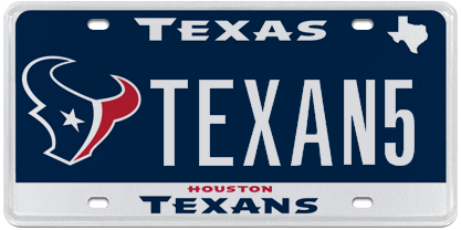 TEXAN5 personalized license plate sold for $4,250 at auction in January 2013.