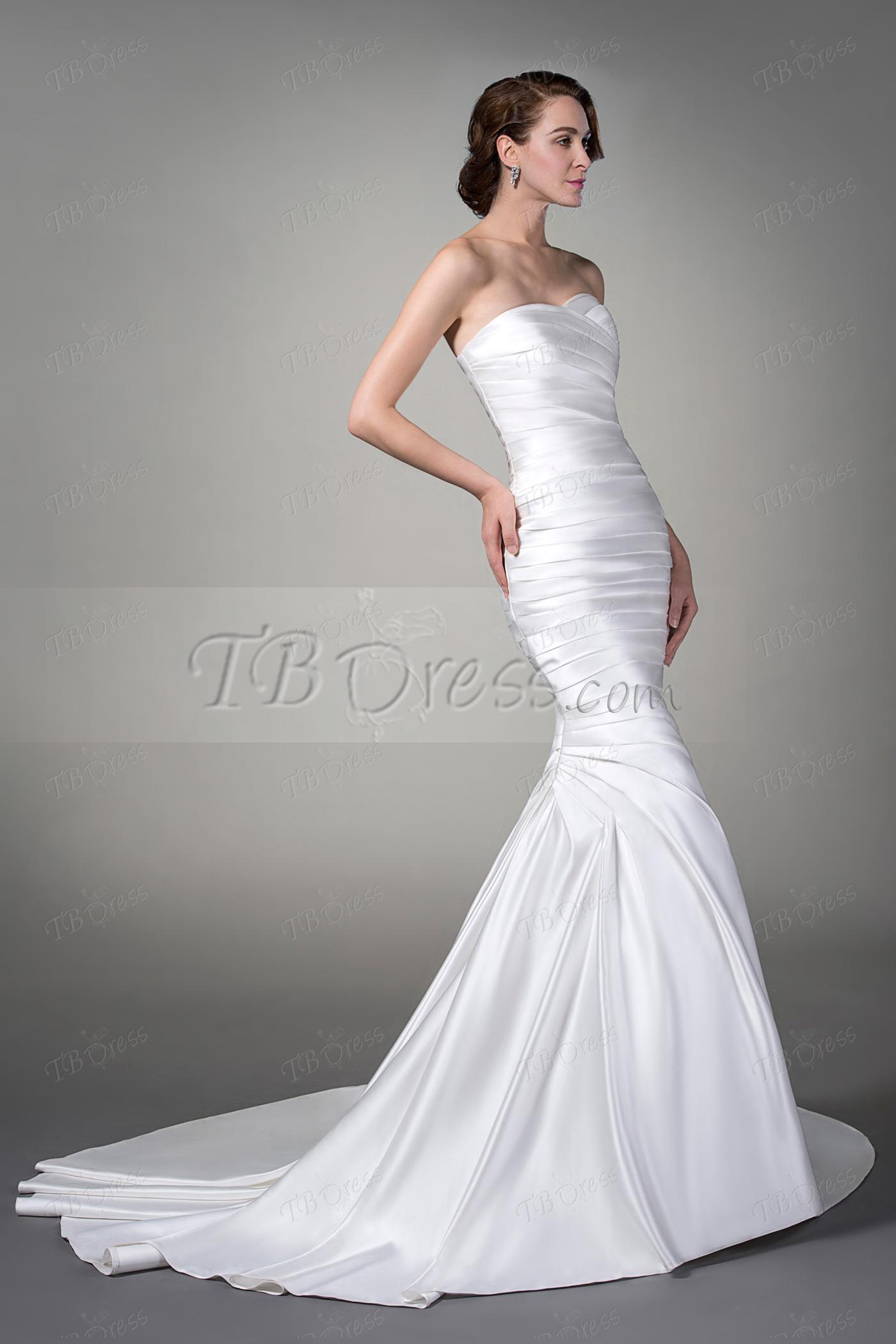 Gorgeous Trumpet/Mermaid Sleeveless Matte Ruched Sweetheart Court Train Wedding Dress Item Code: 10792914