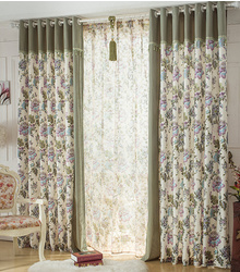 Special Floral Curtains in Country Style of Two Panels