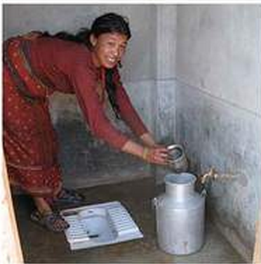 Educating Nepalese on sanitation and use of toilets (photo courtesy of Healthabitat)