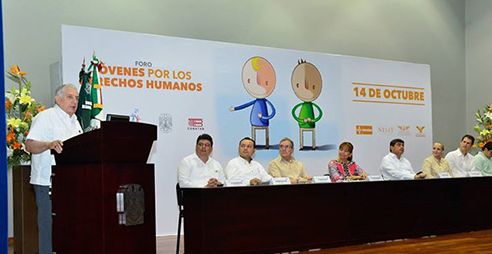Tabasco Governor Arturo Nunez Jimenez was keynote speaker at Youth for Human Rights Forum October 14, 2013.