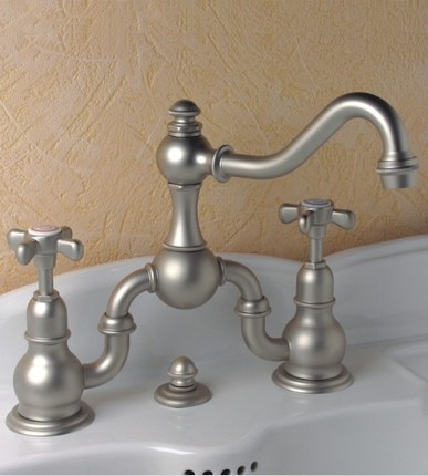 herbeau 3003 double handle widespread bathroom faucet with metal cross handles from the royale series