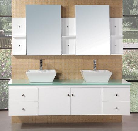 Design Element Portland 72" Double Sink Bathroom Vanity Set in White Finish (DEC071B-W)