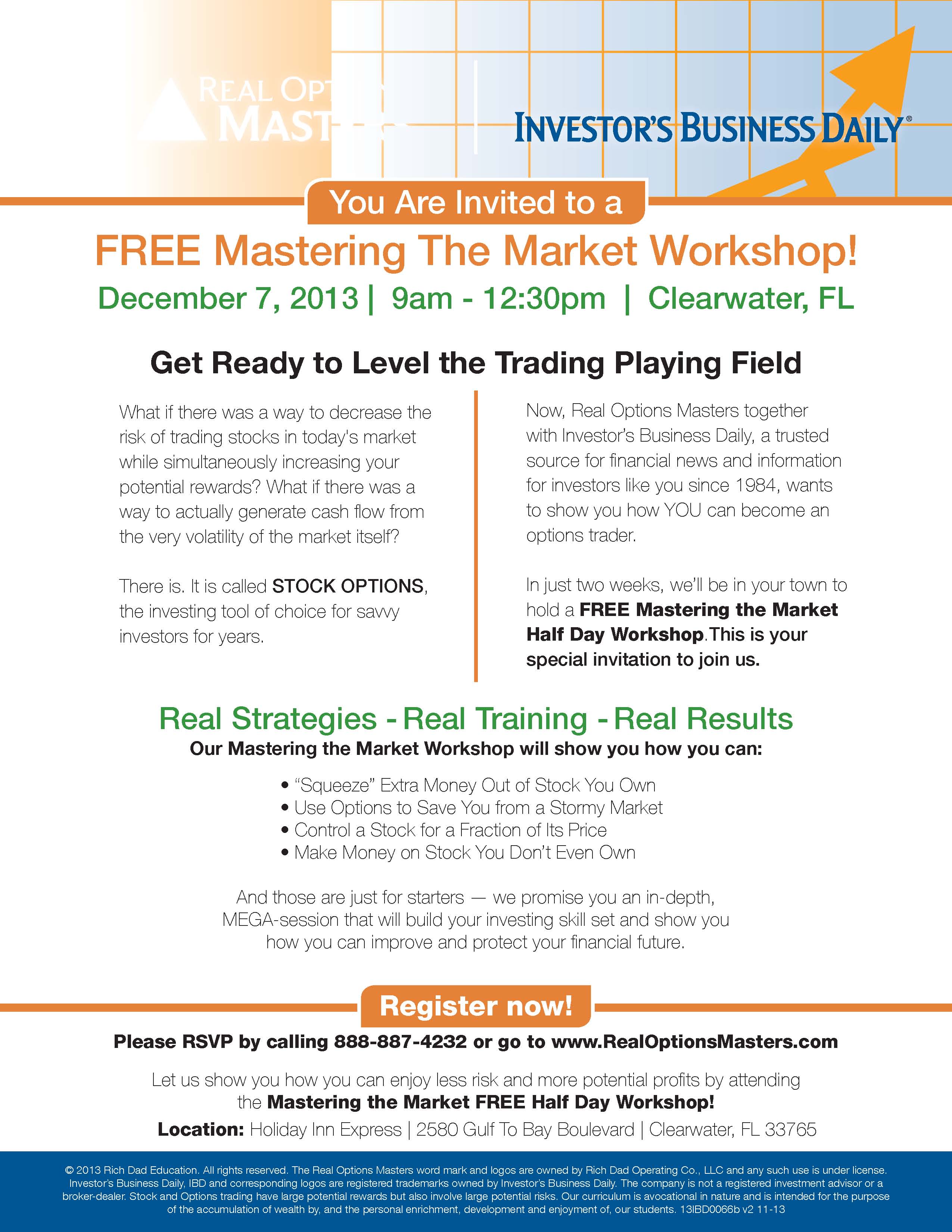 Your Invitation to a Free Half-Day Stock Options Workshop in Clearwater.