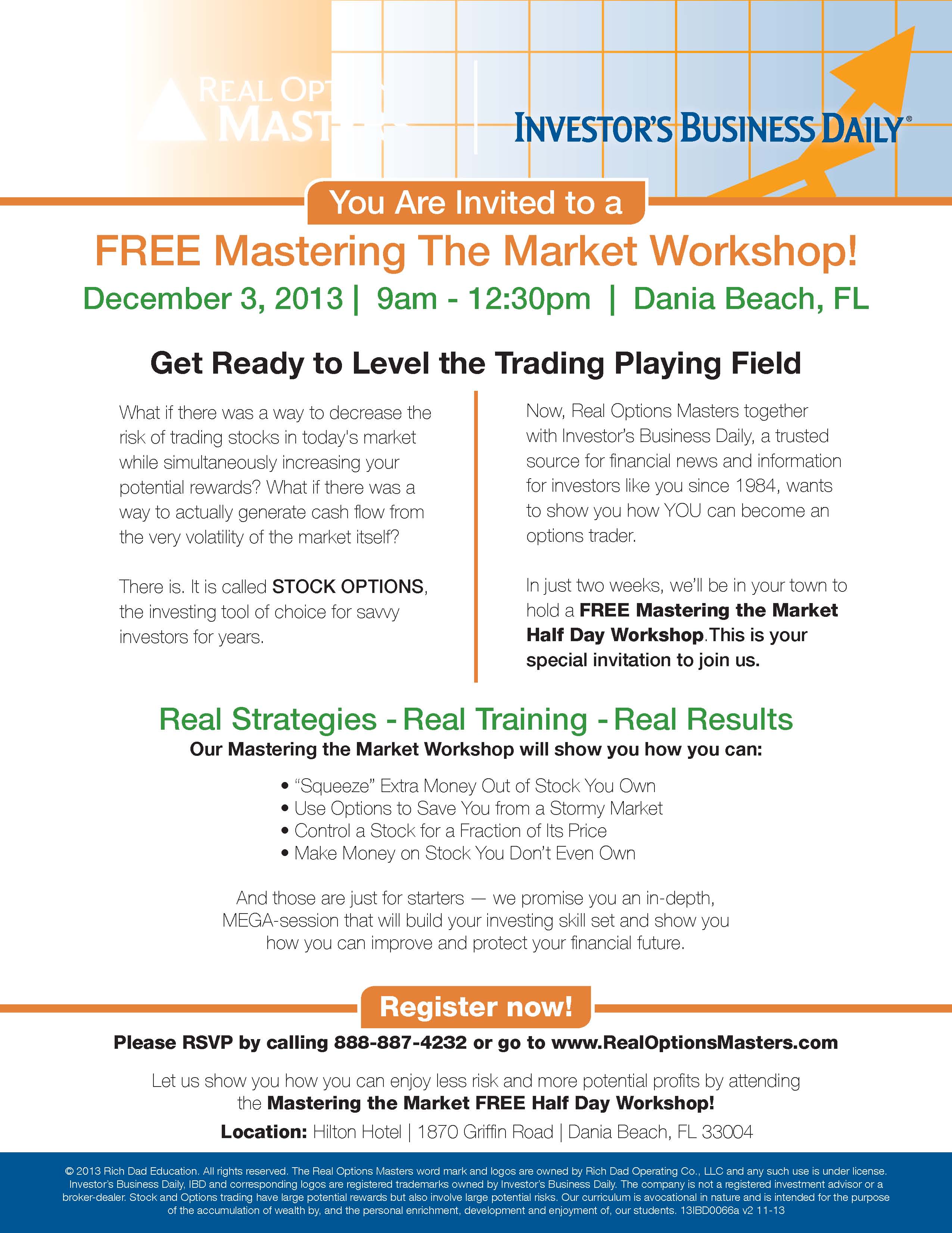 Your Invitation to a Free Half-Day Stock Options Workshop in the Fort Lauderdale area.