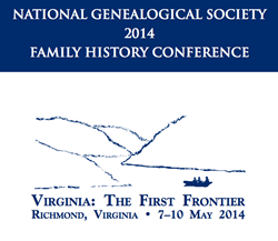 Image forfor the 2014 National Genealogical Society's Family History Conference from May 7-14, 2014 in Richmond, Virginia.