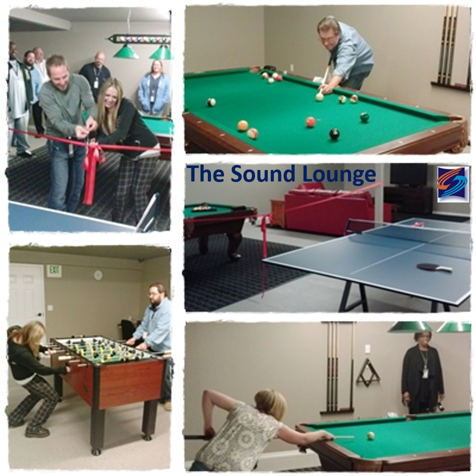 The Sound Lounge is part of the Sound Telecom culture where employees can relax between shifts, breaks and lunches.