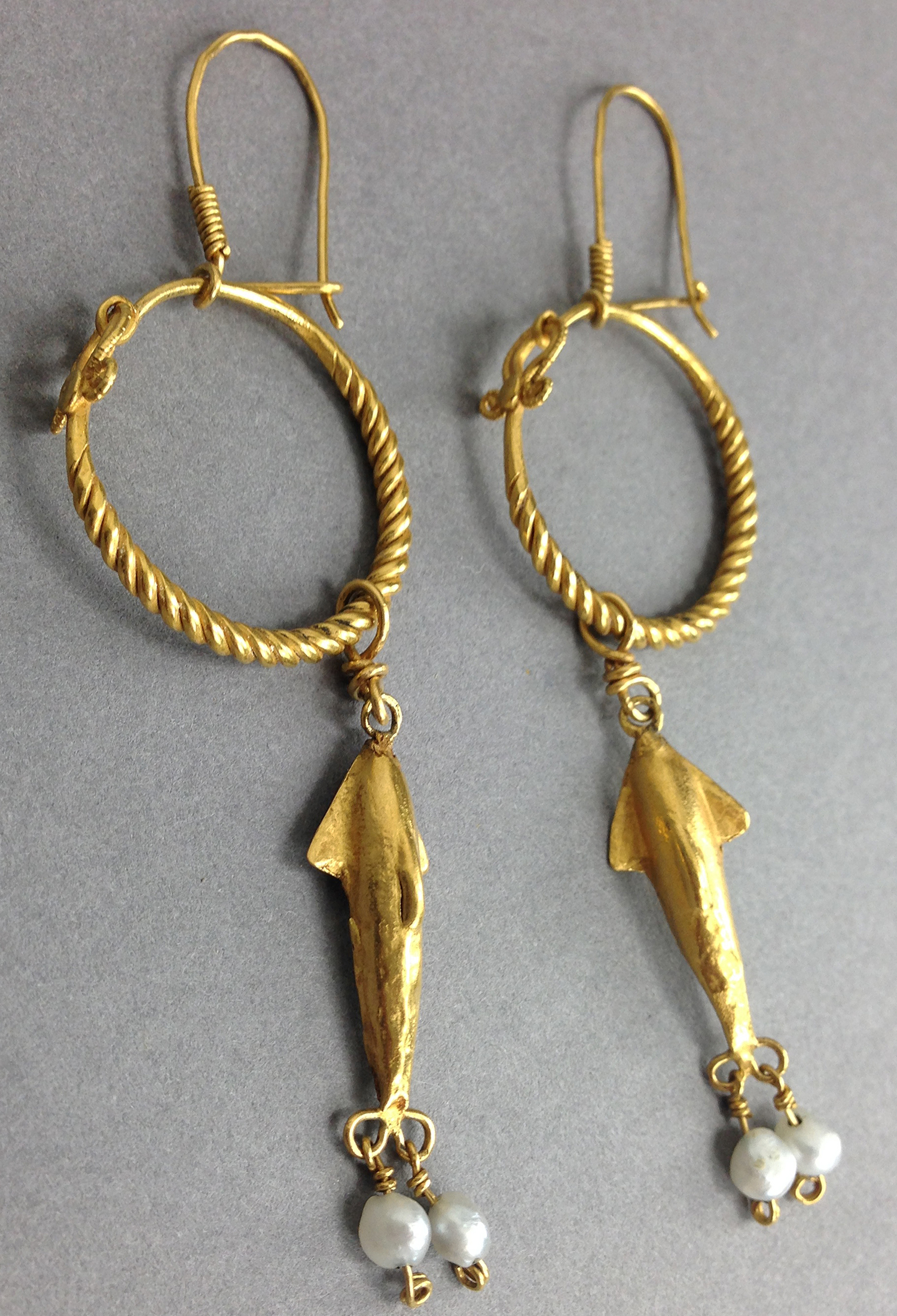 Roman Gold Dolphin Earrings