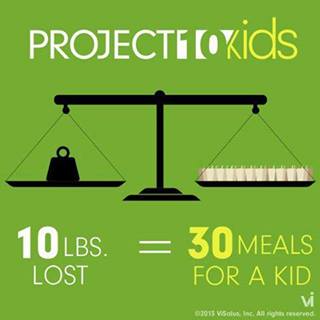 Project 10 kids donates 30 meals to kids in need every time an adult loses 10 pounds!