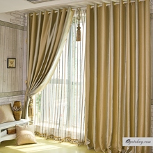Elegant Gold Polyester Totally Blackout Lined Curtains (Two Panels)