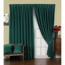 Fascinating Dark Green Poly/Cotton Blend Lined Curtains (Two Panels)