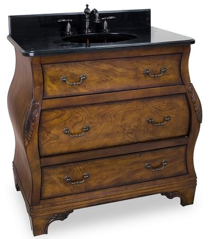 Hardware Resources VAN009-T - walnut bombe Bathroom Vanity with preassembled top and bowl from lyn design