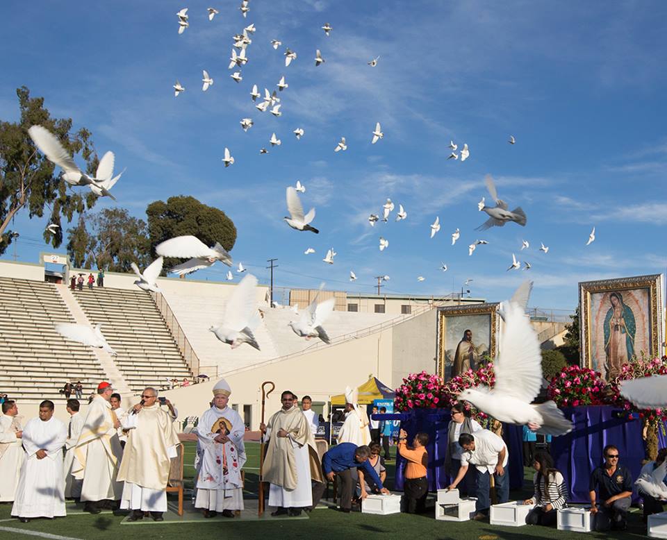 Our Lady of Guadalupe Procession led by Archbishop Gomez & Doves of Peace