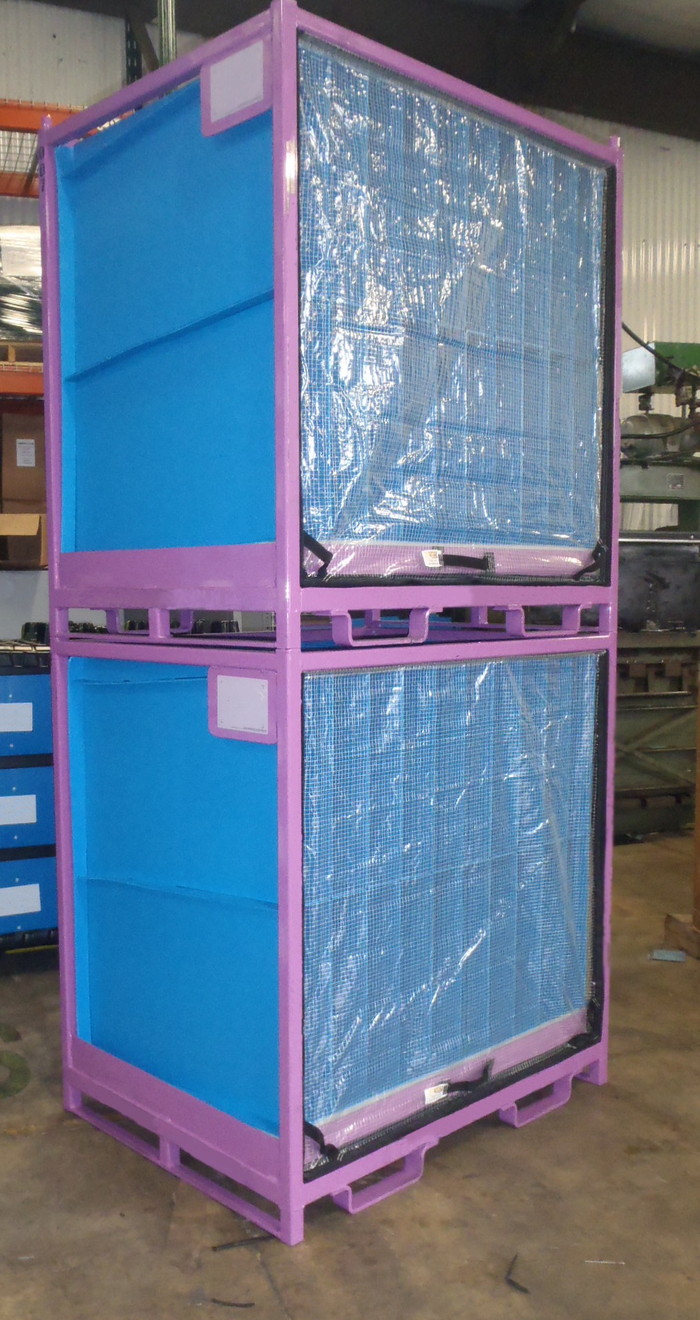 Amatech customizable steel racks are stackable to meet storage needs.