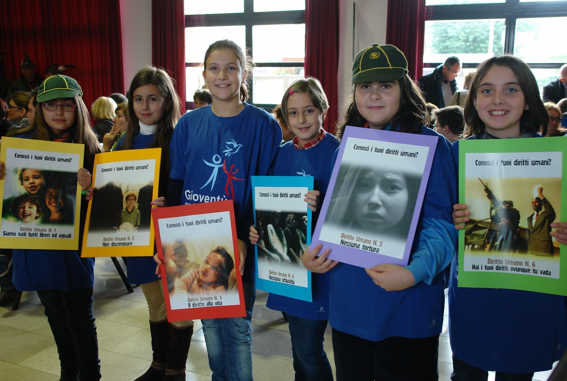 Members of the Padova chapter of Youth for Human Rights on Youth for Human Rights Day November 10, 2013, at the cultural hall adjoining Grantorto City Hall