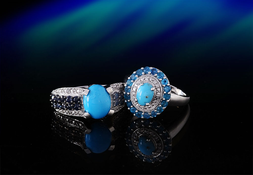 A pair of elegant Sleeping Beauty Turquoise Rings