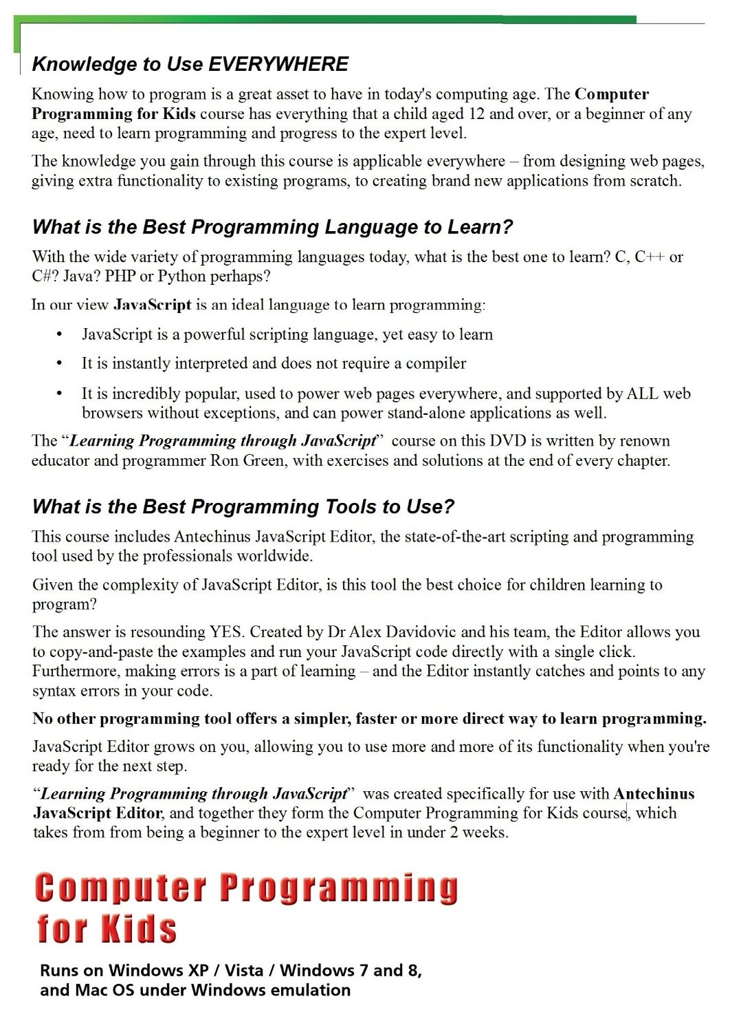 Learning Programming through JavaScript