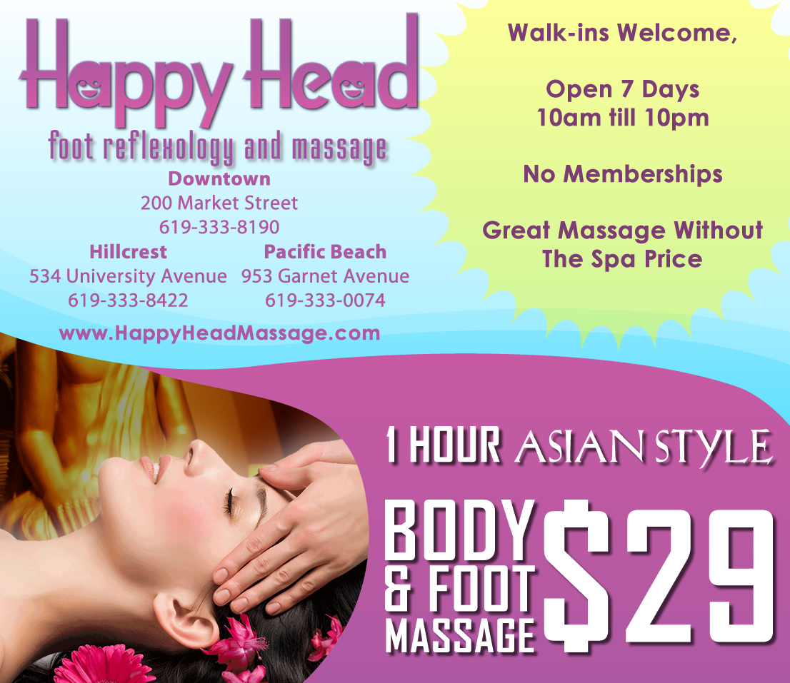 Happy Head Massage has 4 locations in San Diego