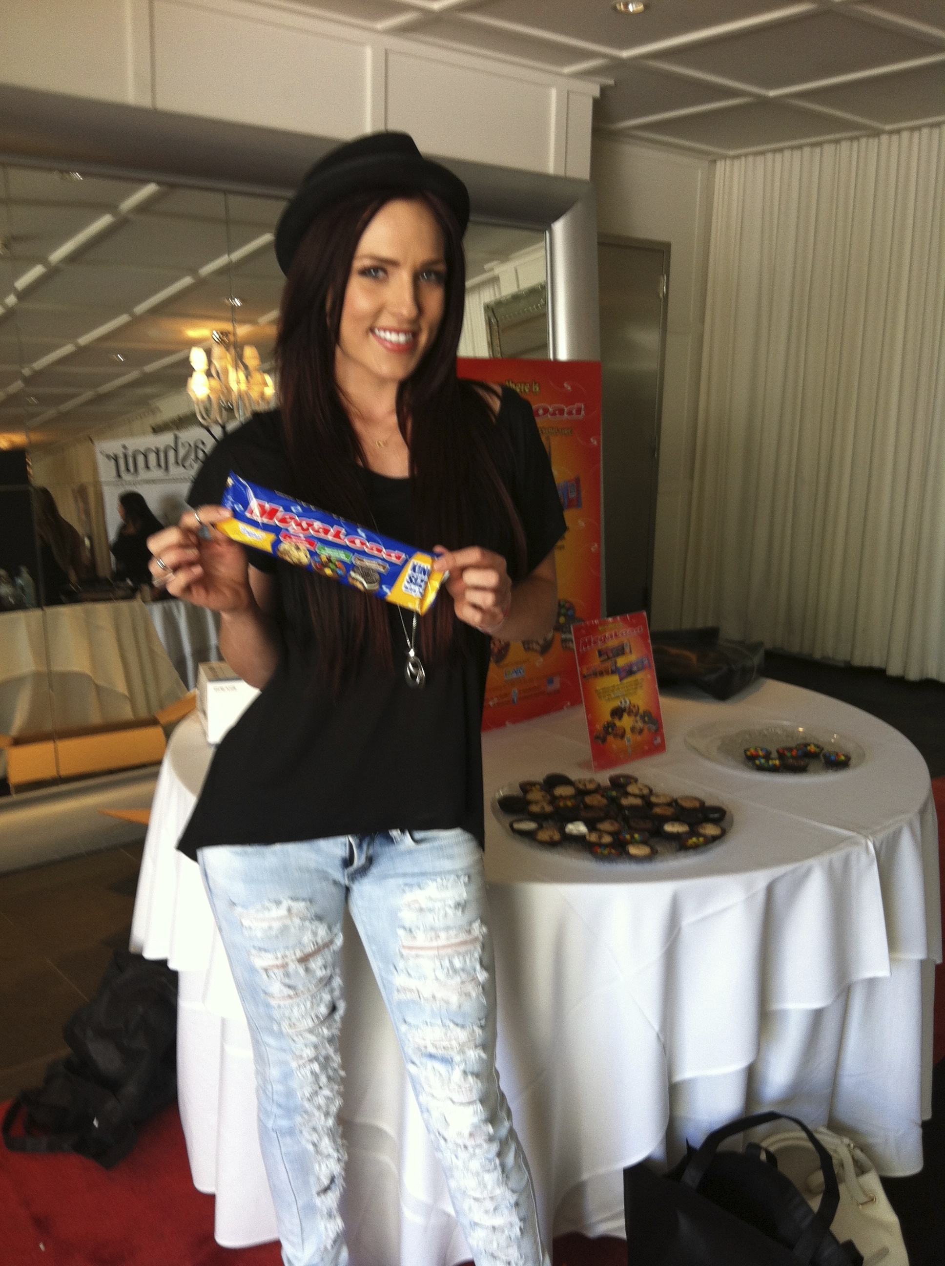 Dancing with the Stars -Shawna Burgess enjoys her Megaload Chocolate Treat