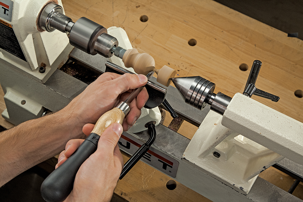 Use the 1/8" parting tool for parting off, and for creating grooves.