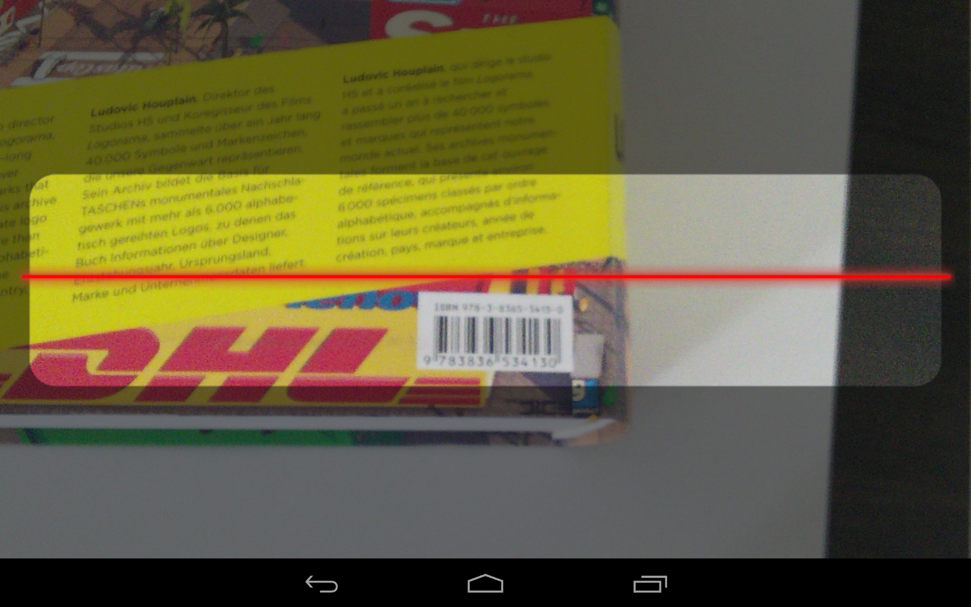 ShopSavvy Scan Screen on Android Tablet