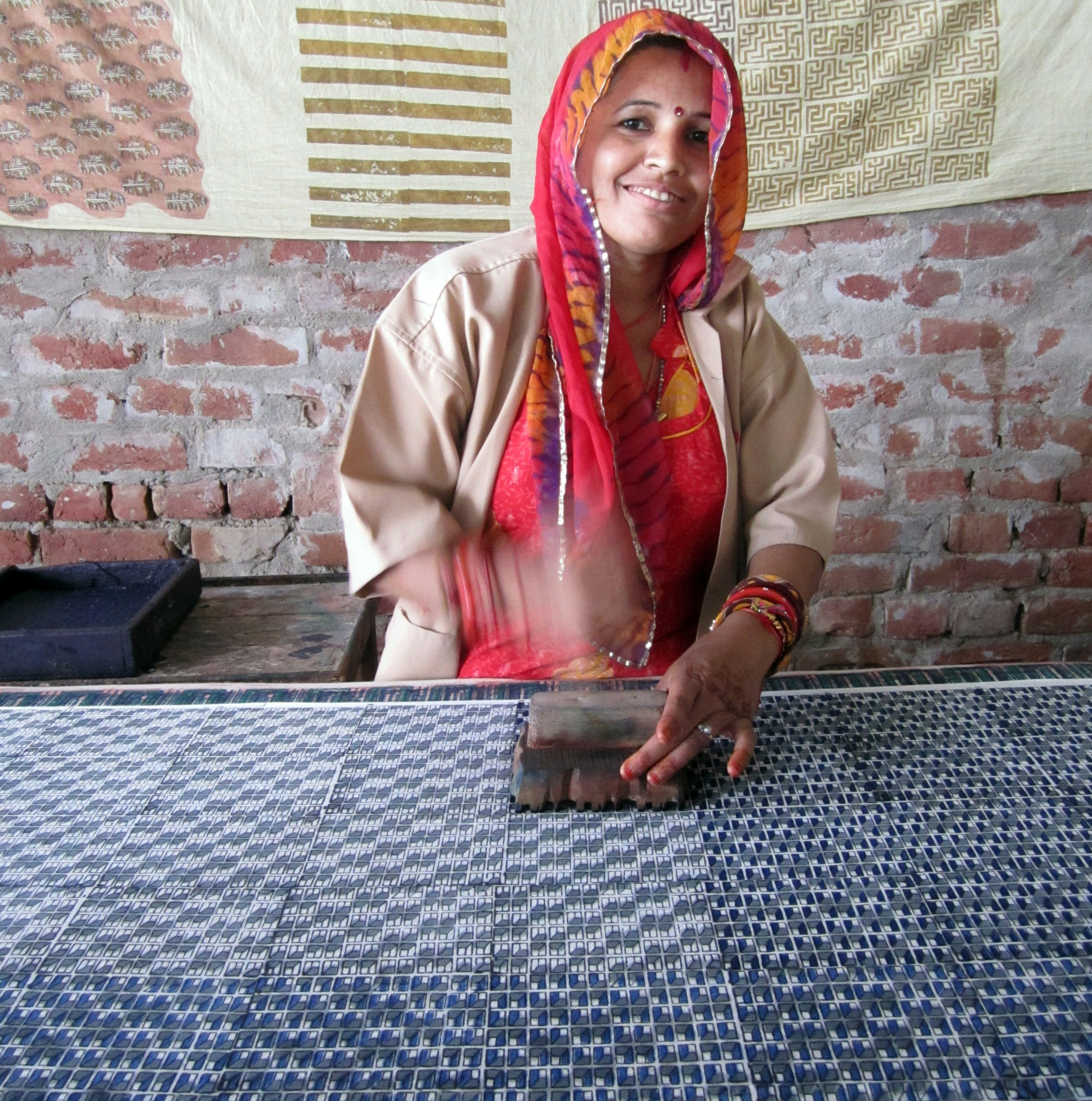 A Woman Indian Wood Block Printer