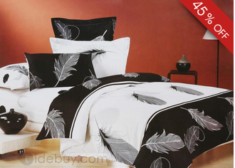 Charisma Black and White Feather Cotton 4 Piece Comforter Bedding Sets