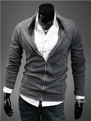 3-Ruler Men’s Casual Grey/Gray Slim Fit Zipper Cotton Jacket Outerwear