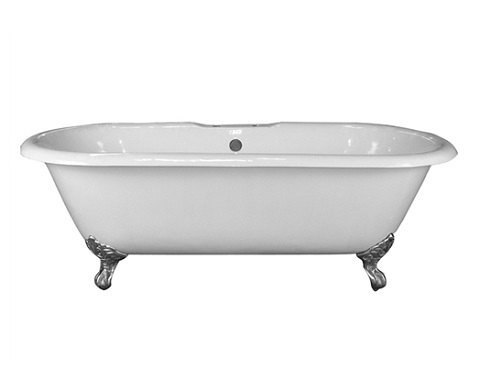 Barclay Cast Iron Double Roll Top Tub CTDR7H51-WH-WH