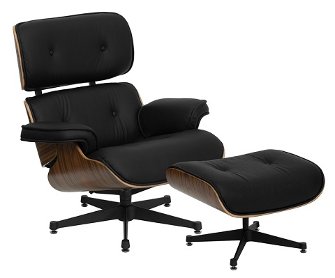 Flash Furniture HERCULES Presideo Series Top Grain Black Italian Leather Lounge Chair and Ottoman Set with Metal Base ZB-PRESIDEO-CH-001-OTT-BK-GG