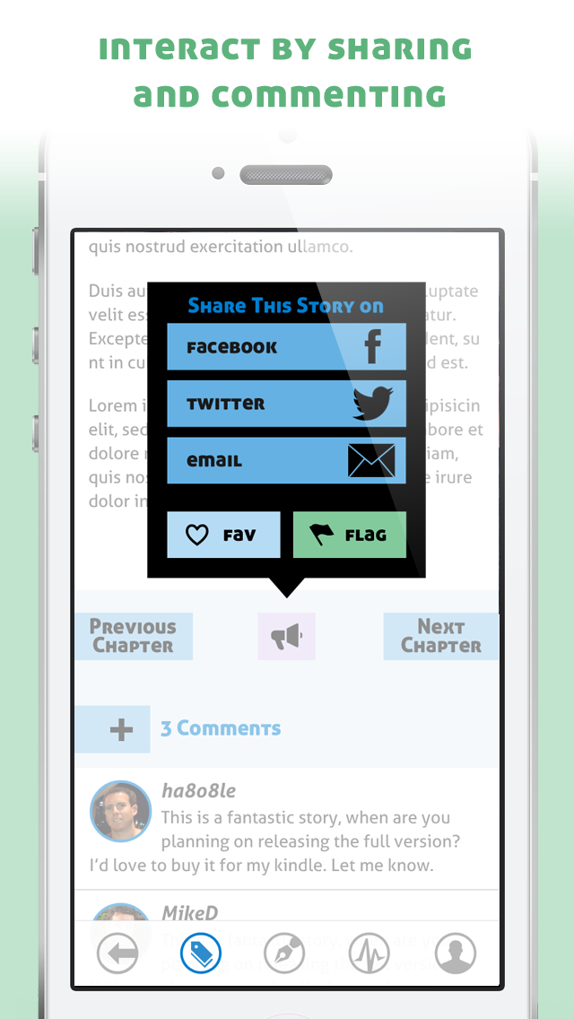Penned App - Interact by sharing and commenting