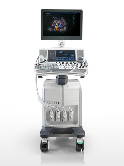 Mindray's DC-8 top-of-the-line color Doppler ultrasound system.