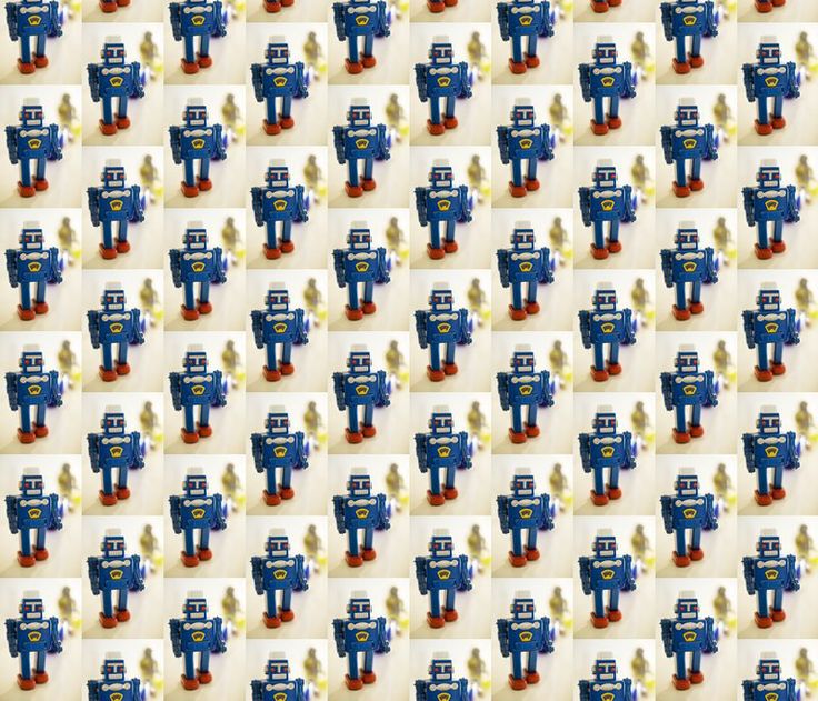 Blue Robot - wallpaper and fabric