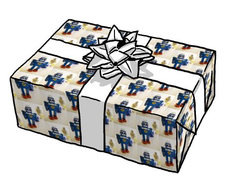 Blue Robot - gift wrap