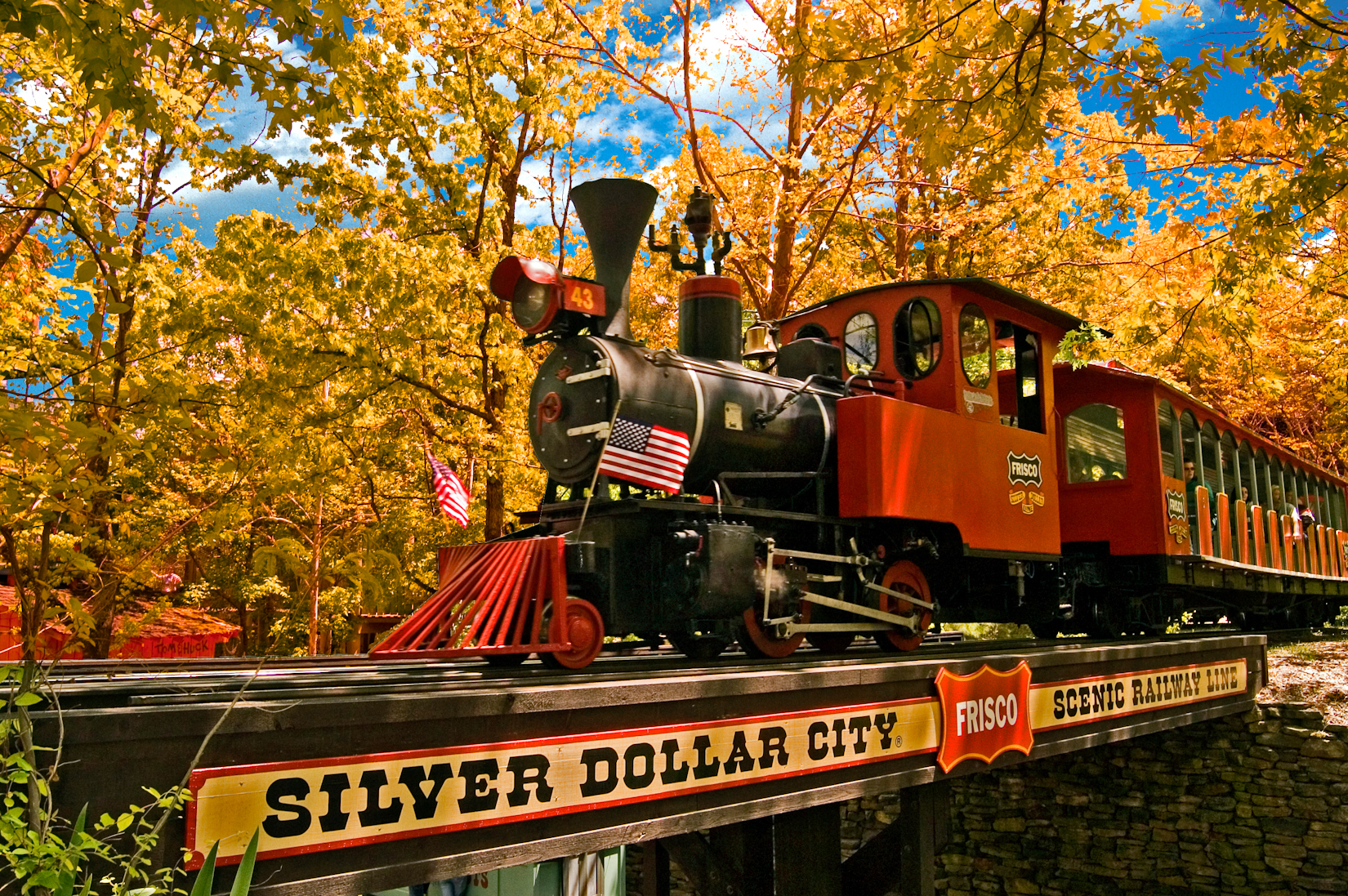 Convention-goers can ride and tour the Silver Dollar City steam railroad in Branson, Missouri.
