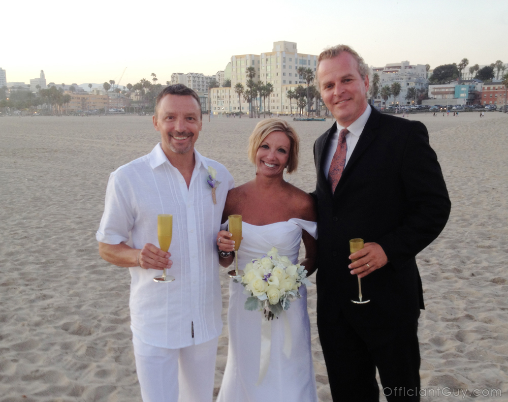 Officiant Guy, a wedding officiant in Los Angeles, after a beach wedding