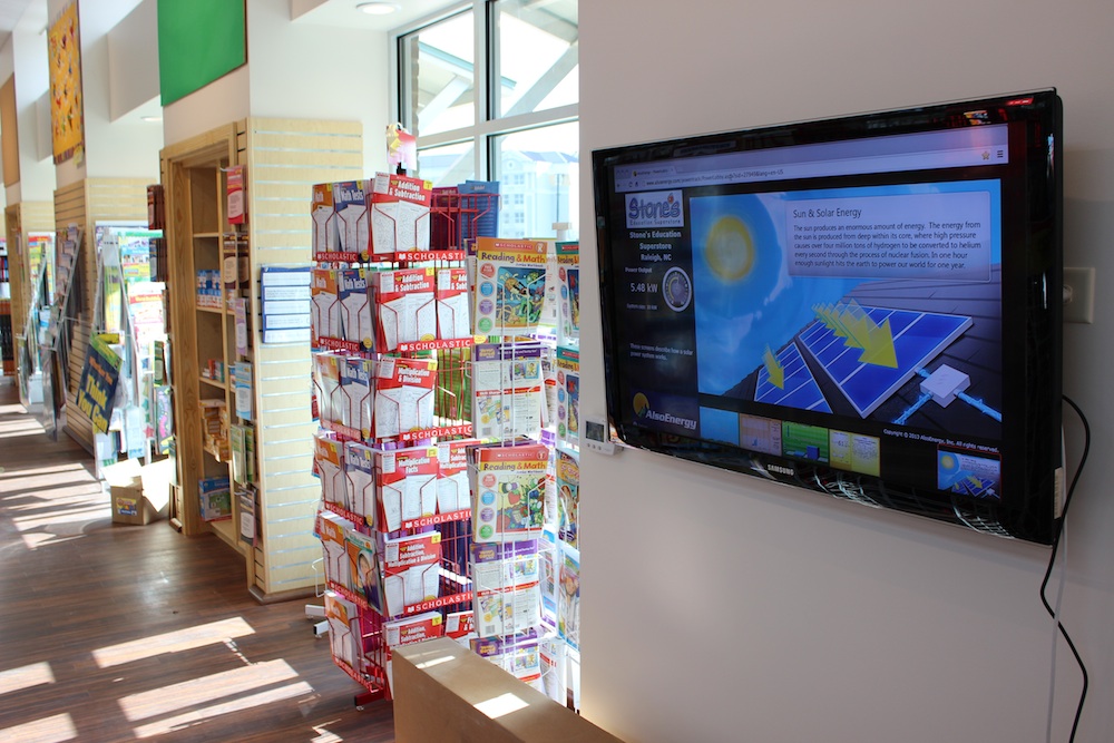Stone's Education Superstore features a monitoring system that displays real-time power generation and usage to help educate customers on solar power and renewable energy.