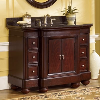 Mount Vernon 48" Bathroom Vanity with a Merlot Sherwin Williams Finish Including a Black Granite Top, Kaco Model# 893-4800-AB